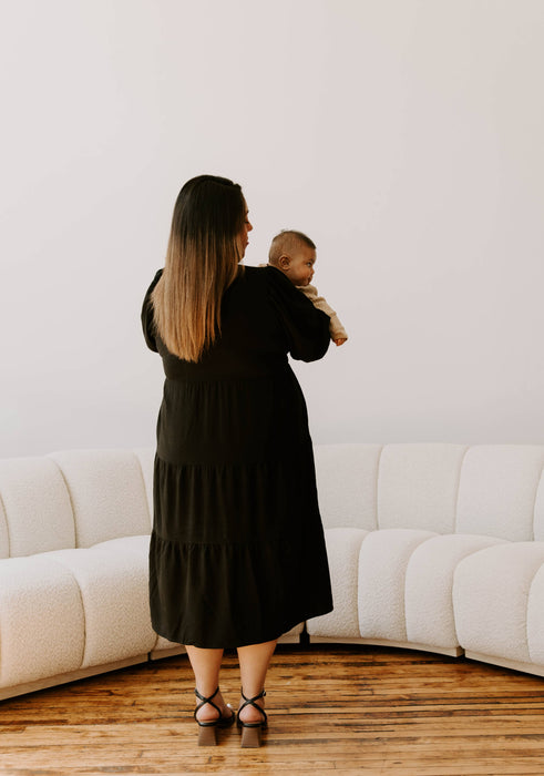 Tiered Breastfeeding Dress - Black - Nature Baby Outfitter