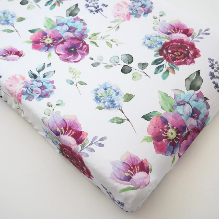 Blue Floral Changing Pad Cover