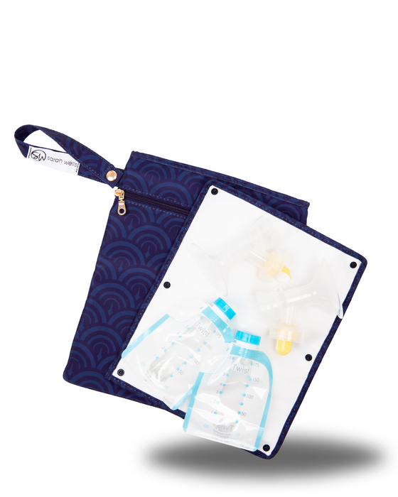 Sarah Wells Pumparoo Wet/Dry Bag – Compact Pump Parts Organizer with Waterproof Compartment & Staging Mat – Machine Washable