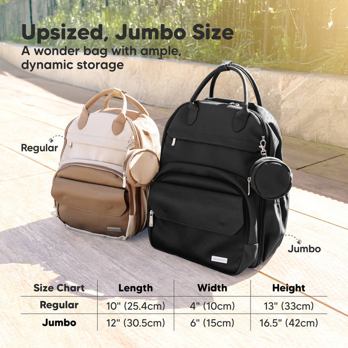 Trendy Black Jumbo Play Diaper Bag Backpack, Baby Bag with Changing Pad - Nature Baby Outfitter