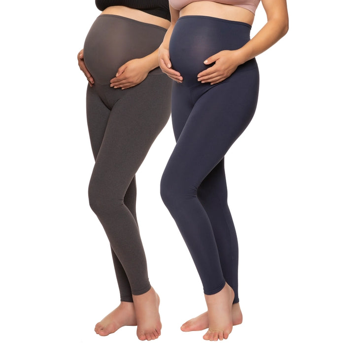 Heathered Charcoal/Navy Maternity Leggings - 2 Pack