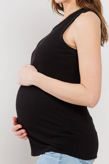 Scoop Neck Ribbed Maternity Tank Top