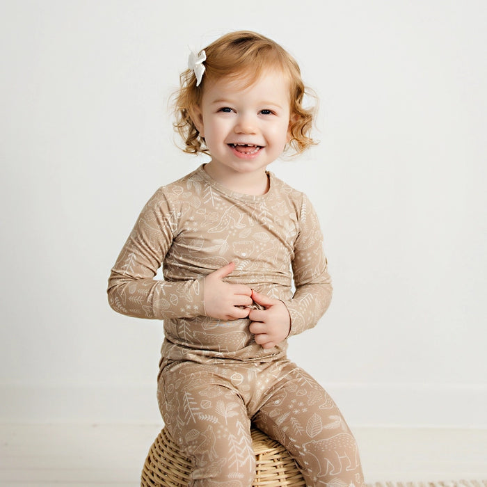 Woodland Taupe Bamboo Two Piece Pajamas