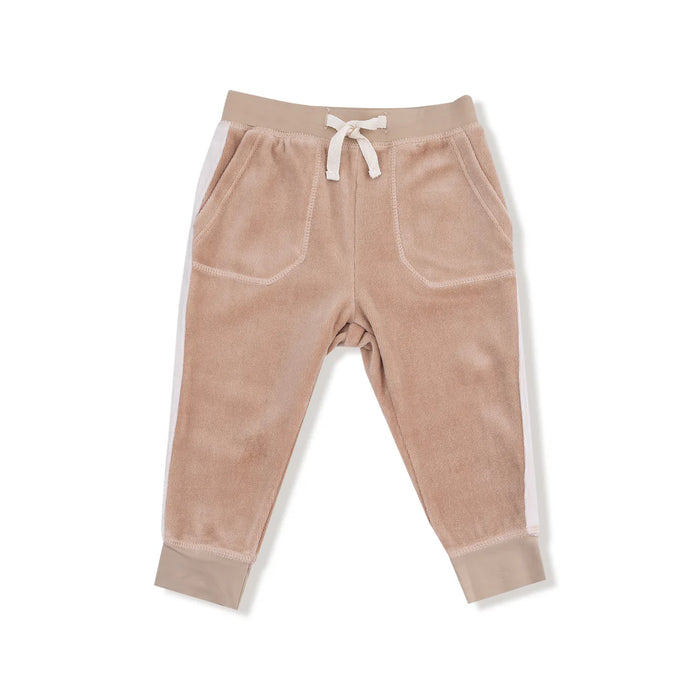 Velour Teddy Bear Zip Hoodie & Varsity Stripe Jogger Set