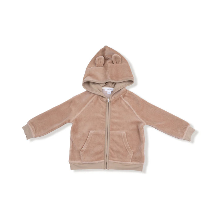 Velour Teddy Bear Zip Hoodie & Varsity Stripe Jogger Set