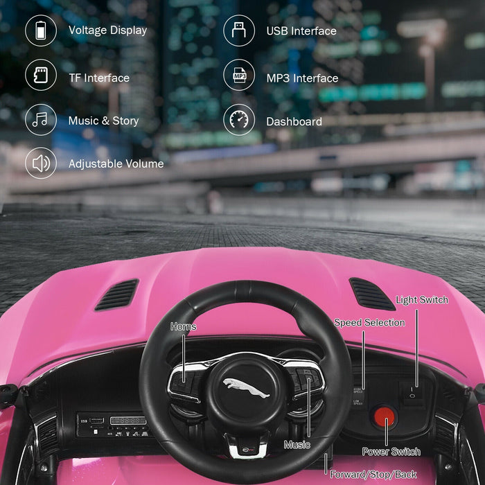 12V Jaguar F-Type SVR Licensed Kids Ride On Car-Pink