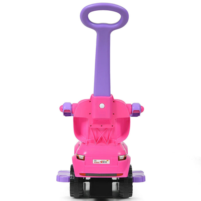 3 in 1 Ride on Push Car Toddler Stroller Sliding Car with Music-Pink