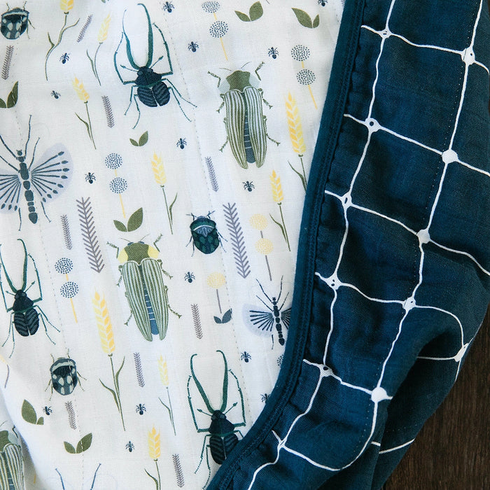 Busy Bugs 4 Layer Cotton Muslin Quilted Blanket
