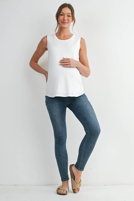 Double Layer Sleeveless Maternity Nursing Knit Tank Top