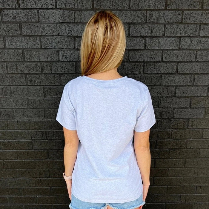 Ash Gray Chevron Color Block Nursing Tee