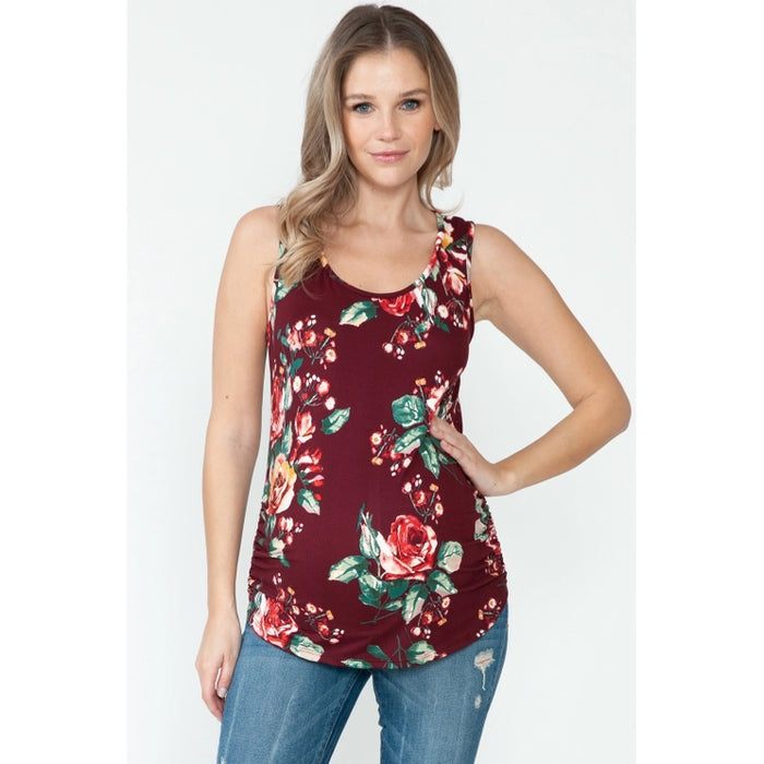 Red Maternity Floral Sleeveless Top