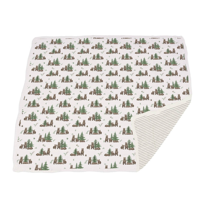 Wilderness Bear & Pencil Stripe Bamboo Newcastle Blanket