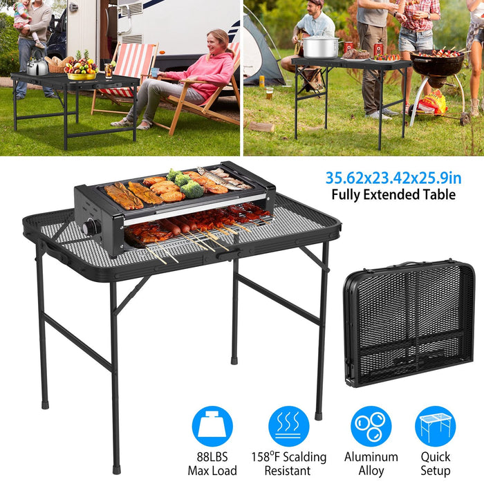 Foldable Camping Table – Height-Adjustable Aluminum Grill Stand
