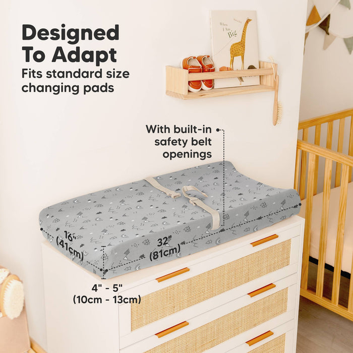 2-Pack Soothe Changing Pad Covers for Girl, Boy, 100% Cotton