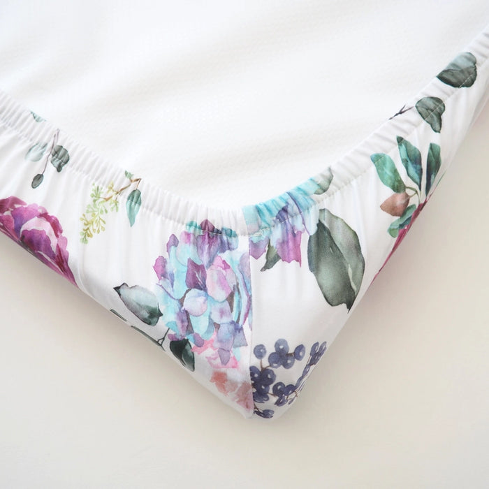Blue Floral Changing Pad Cover