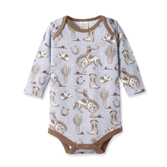 Wild Wrangler/Blue Western Cowboy Bamboo Baby Boy Bodysuit - Nature Baby Outfitter