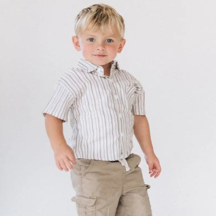Grey Striped Button-Up