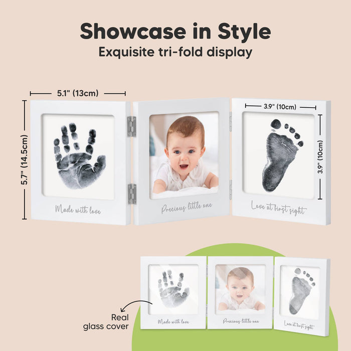 KeaBabies - Fond Inkless Baby Handprint and Footprint Kit, Newborn Gifts: White/Silver