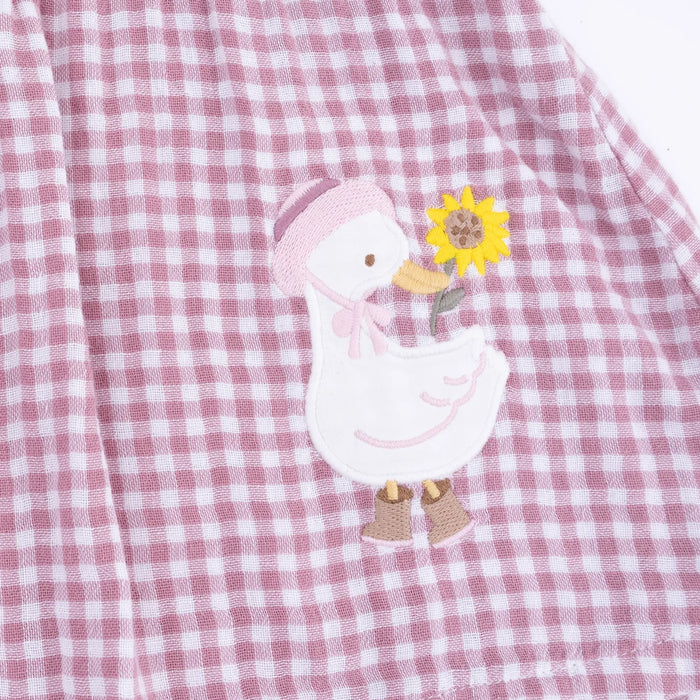 Berry Gingham Long Sleeve Ruffle Dress and Leggings