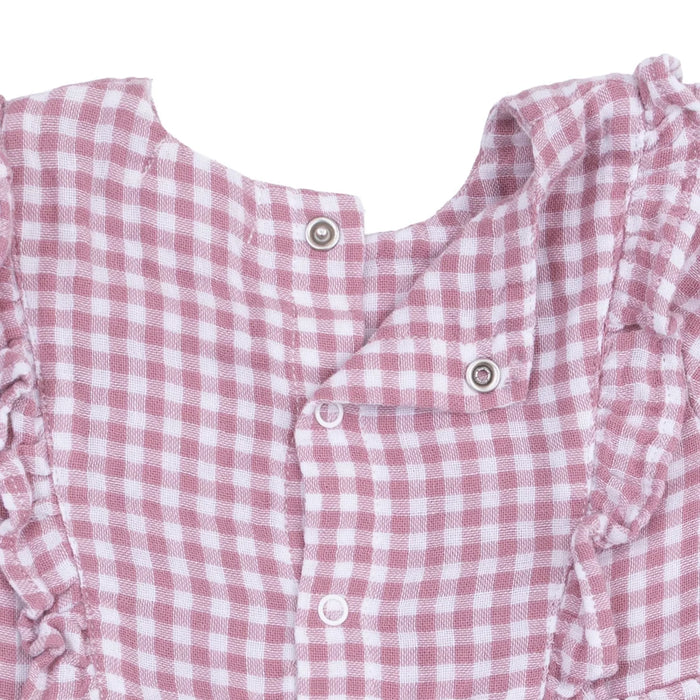 Berry Gingham Long Sleeve Ruffle Dress and Leggings