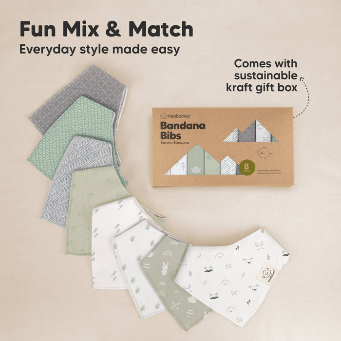 Nordic 8-pack Baby Bandana Bibs for Boys and Girls - Nature Baby Outfitter