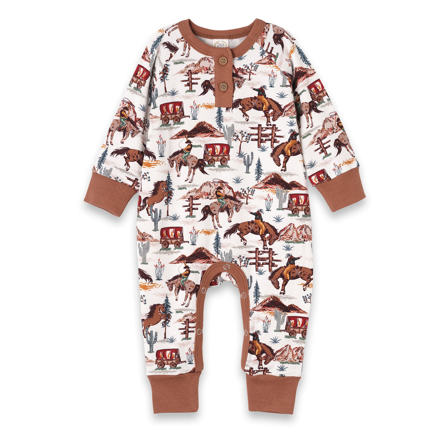 Cowboy Henley Romper - Bamboo Western Spirit Baby Boy — Nature Baby ...