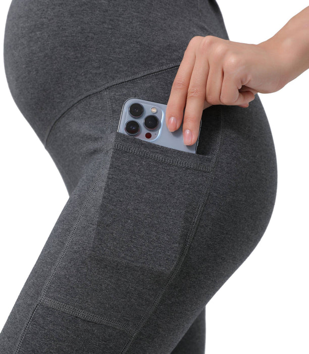 2 Pack Grey and Navy - Pregnancy Yoga Pants with Pockets Maternity Tights