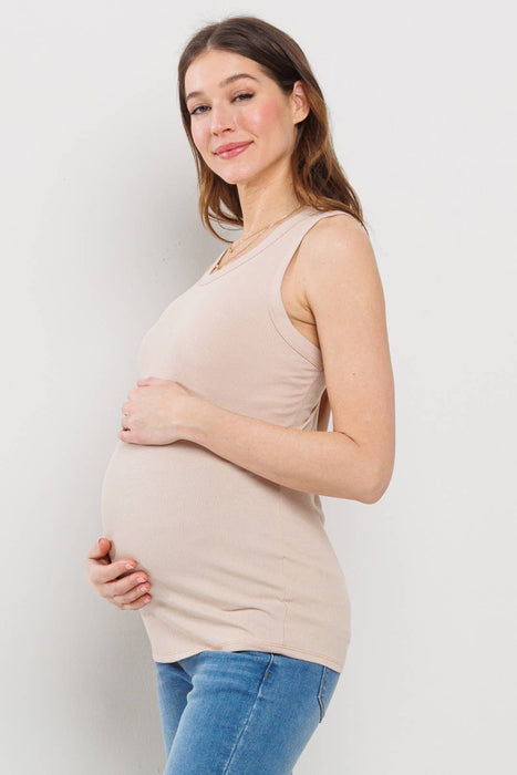 Scoop Neck Ribbed Maternity Tank Top