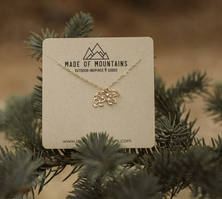 Geo Bear Necklace | Sterling Silver or Gold Filled