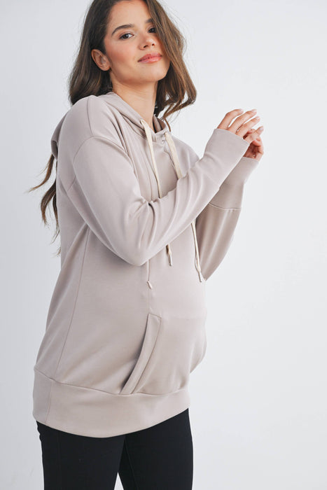 Long Sleeve Maternity Nursing Front Zipper Hoodie