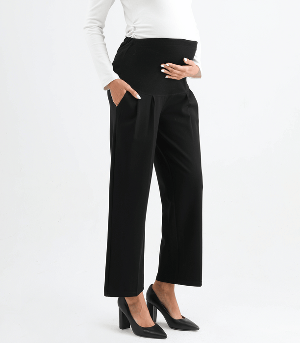 Black Maternity Wide Leg Pant Wear to Work Office Pants