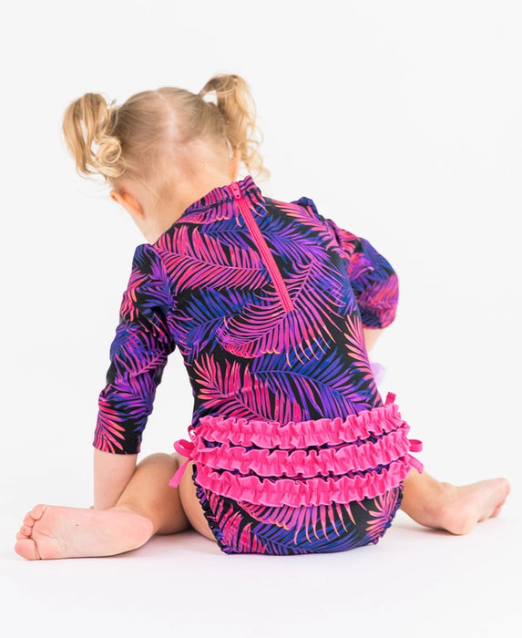 Marine Glow Long Sleeve Rash Guard Swim Suit