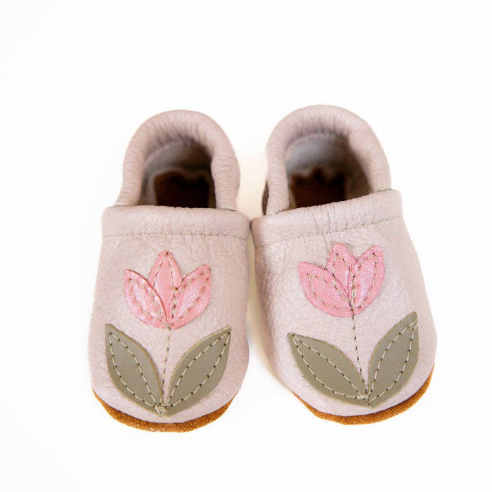 Tulip on Oyster Leather Shoes Moccs Baby and Toddler