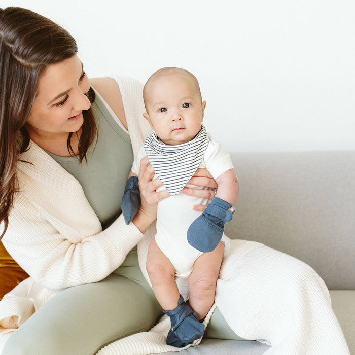 Stripe Gray & Midnight Stay On 2-Pack Baby Mitts