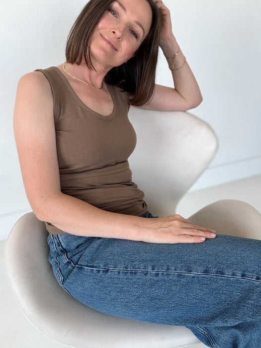 Everywhere Breastfeeding Tank Top - Americano Brown