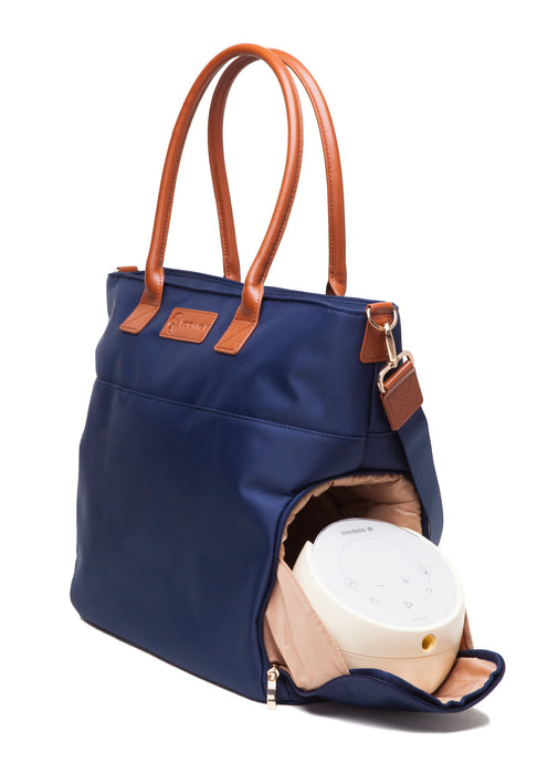 Sarah Wells Abby Breast Pump Tote – Real Leather Straps – Insulated Pockets, Laptop Storage & Easy-Clean Interior