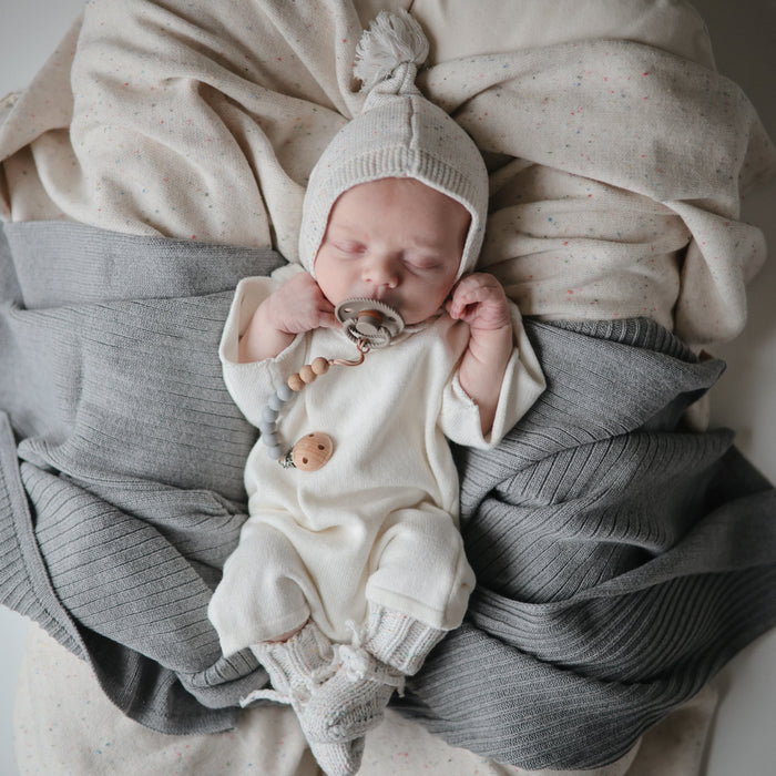 Ribbed Knotted Baby Gown - Nature Baby Outfitter