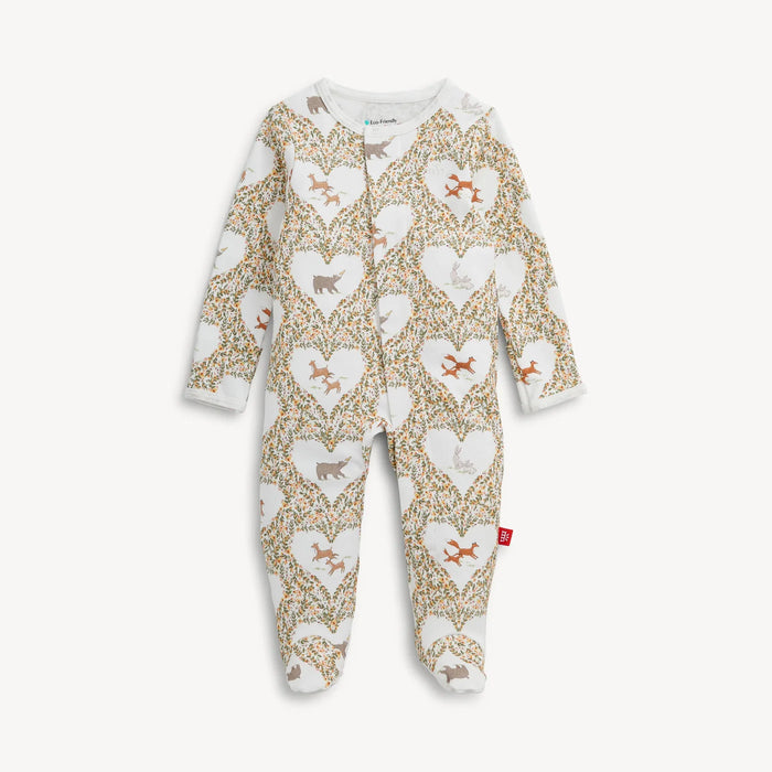 Animal Heart Organic Cotton Magnetic Footie Pajamas