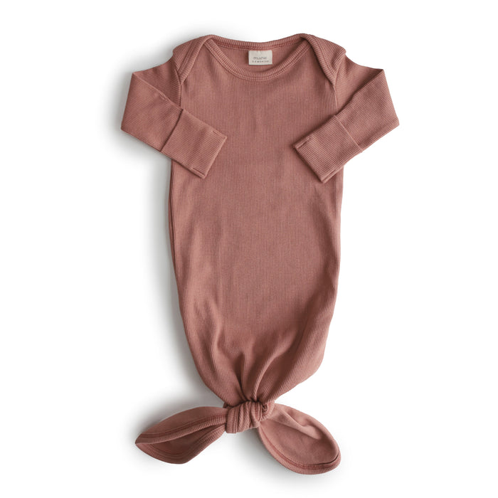 Ribbed Knotted Baby Gown - Nature Baby Outfitter