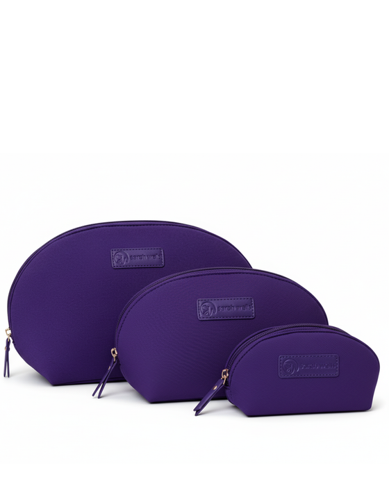 Sarah Wells PackSWell Neoprene Organizer Set of 3 – Washable Zipper Pouches for Pump Parts, Travel, Makeup, Snacks, Tech Cords & More
