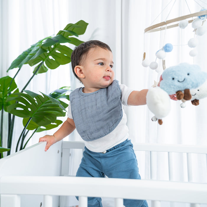 Muslin Bibs in Pacific Blue