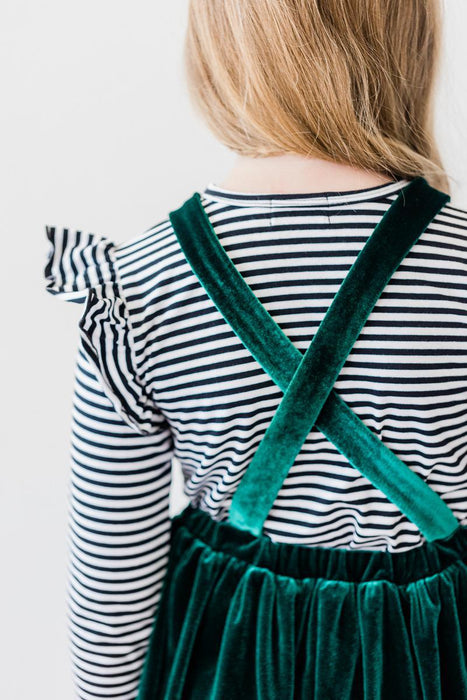 Black & White Stripe L/S Ruffle Tee