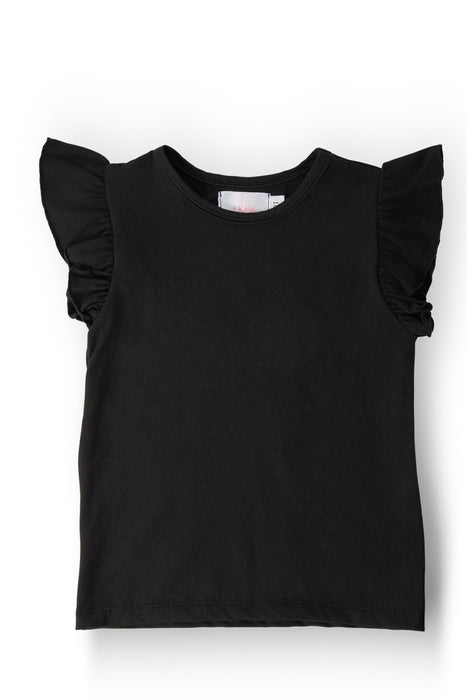 Black S/S Ruffle Tee