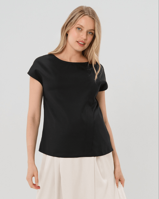 Maternity Shell Top w/ Hidden Nursing Zip in All-Season Wool