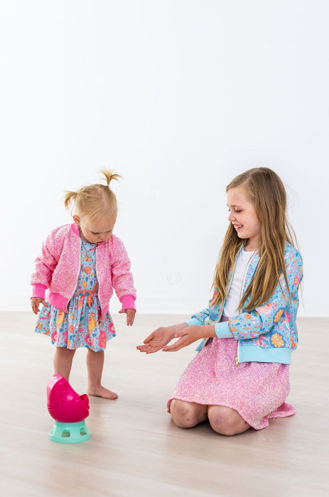 SALE Blue Retro Unicorns Satin Jacket