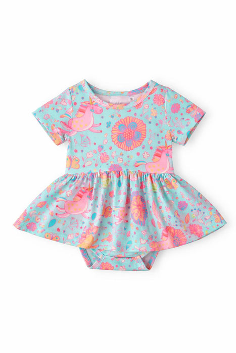 SALE Blue Retro Unicorns S/S Twirl Bodysuit
