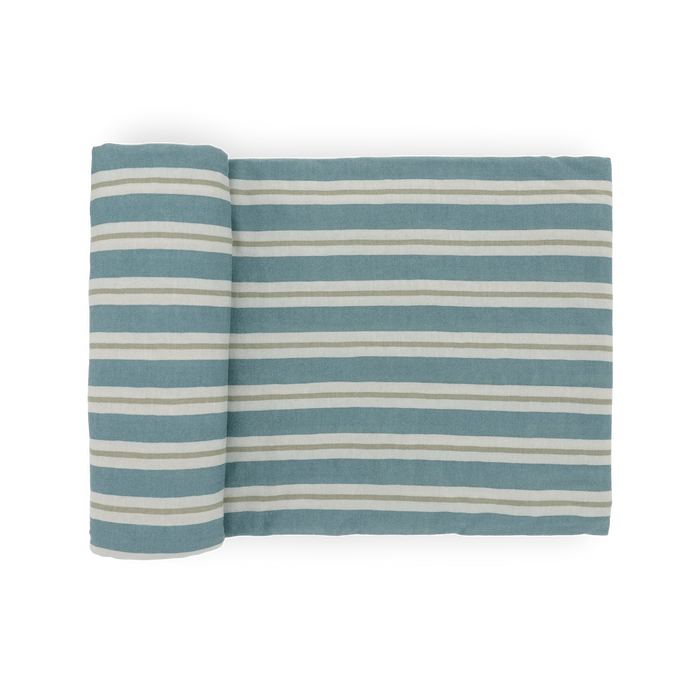 Stretch Knit Swaddle Blanket - Blue Vintage Stripe