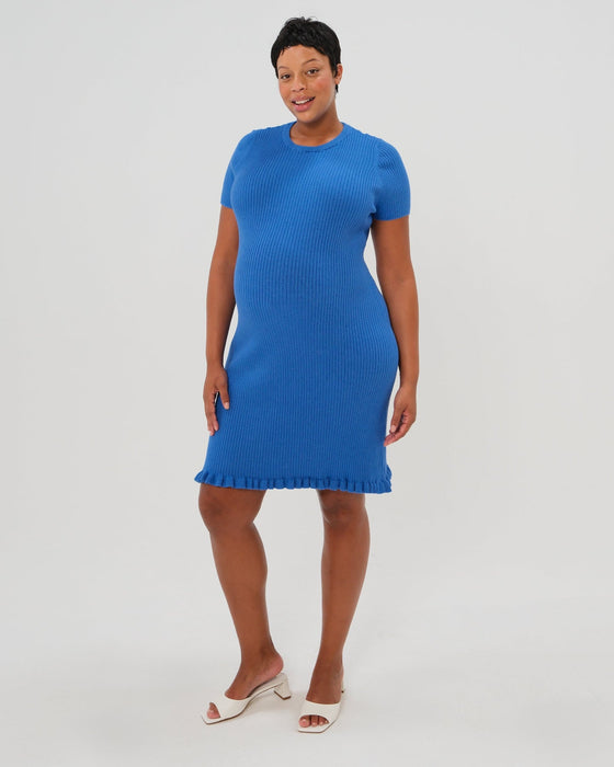 Short Sleeve Knit Maternity Dress with Playful Hem Detail - Nature Baby Outfitter