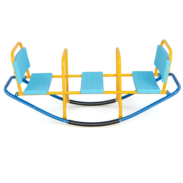 Outdoor Kids Seesaw Swivel Teeter for 3 to 8 Years Old-Blue
