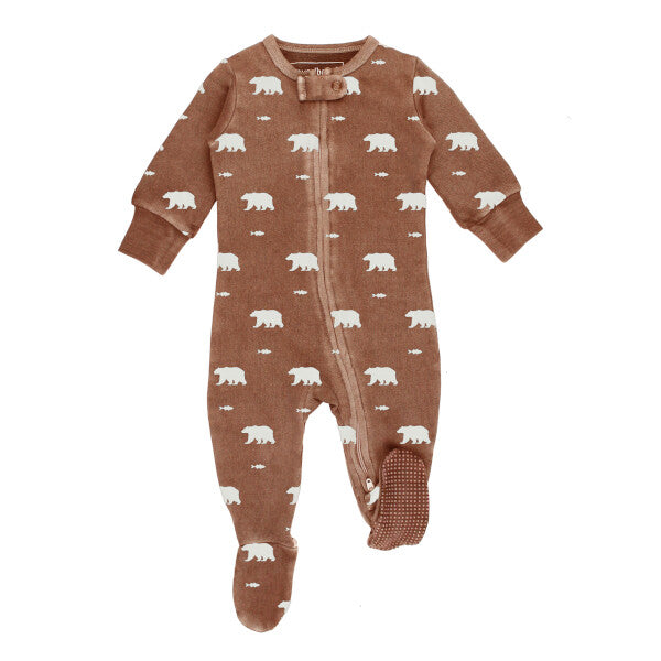 Latte Bear Cozy Organic 2-Way Zipper Footie